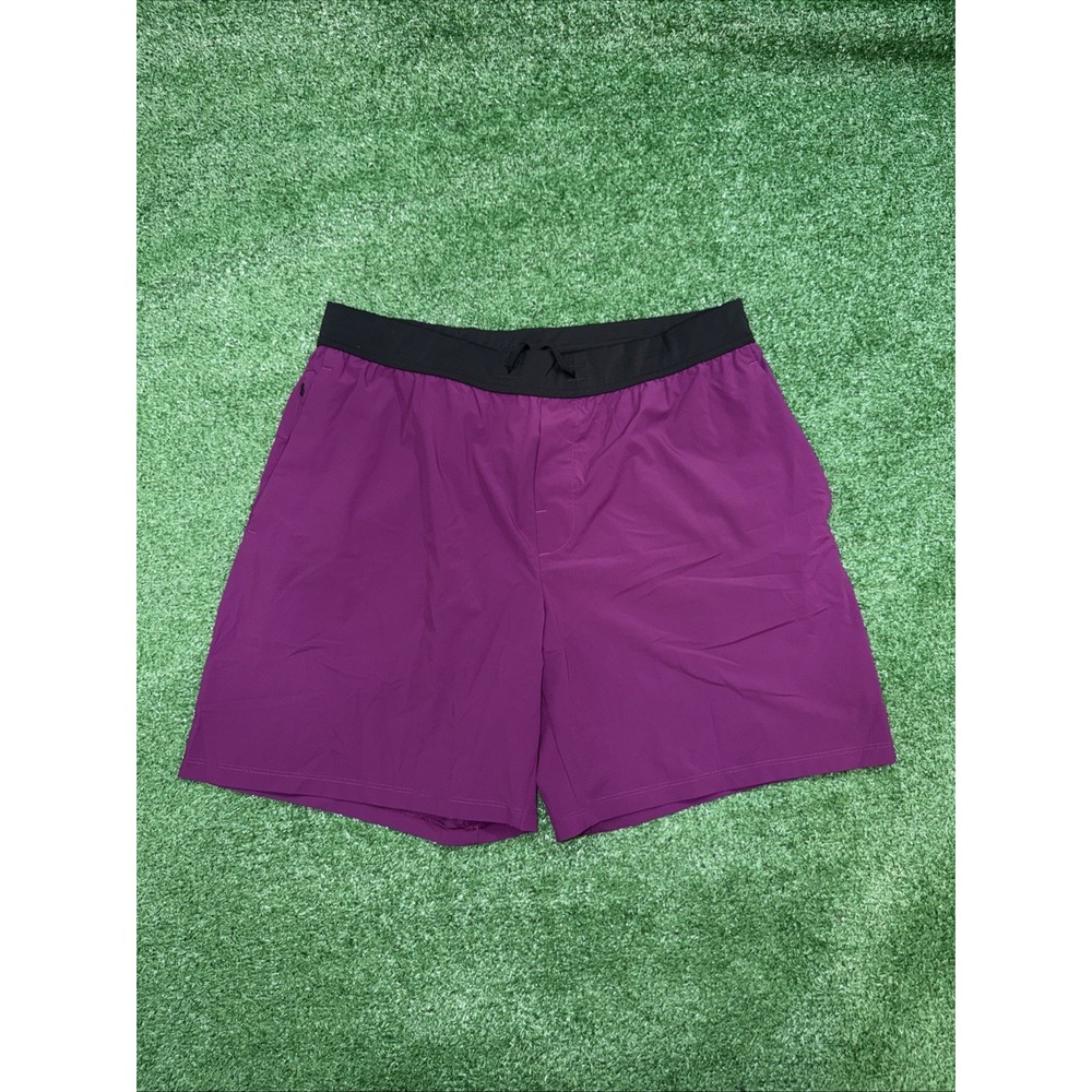 VRST Elevate Athletic Shorts Mens Large Purple 5" Inseam UPF Zip Pocket Stretch